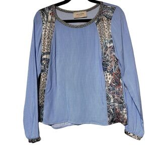 LOYD/FORD | Nautical Stripe Blouse w/ Paisley Print Insets - Size Medium‎
